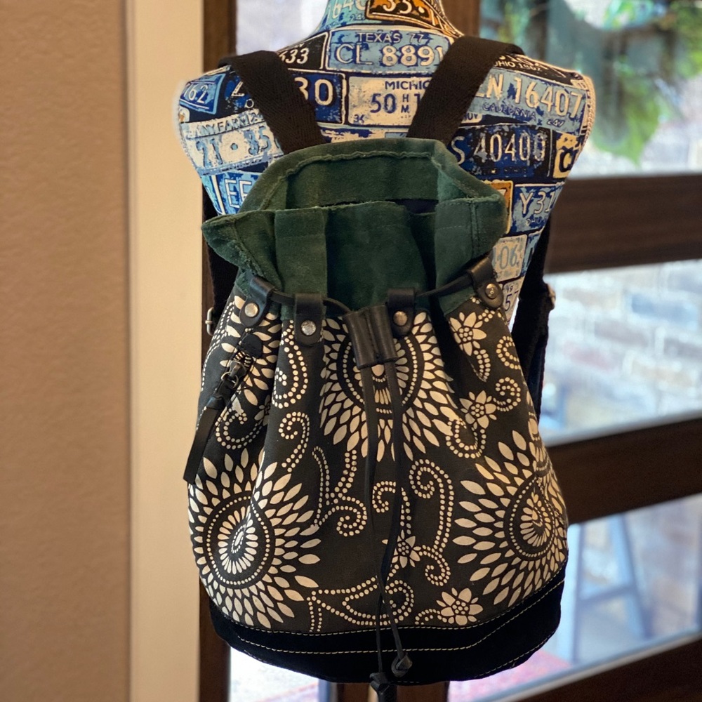 LUCKY BRAND🍀Large RUNAWAY Canvas Leather Backpack